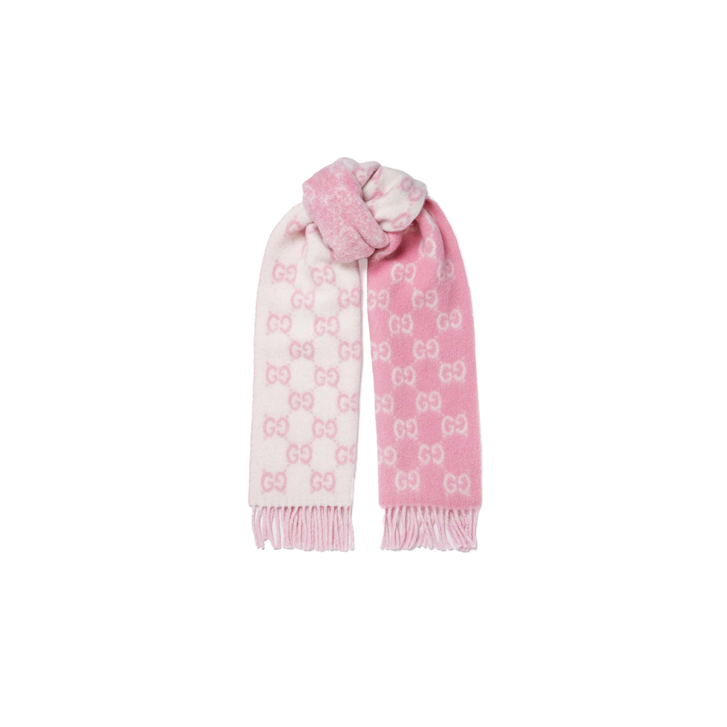 GUCCI FRINGED JACQUARD-KNIT SCARF (202*37.5cm) 